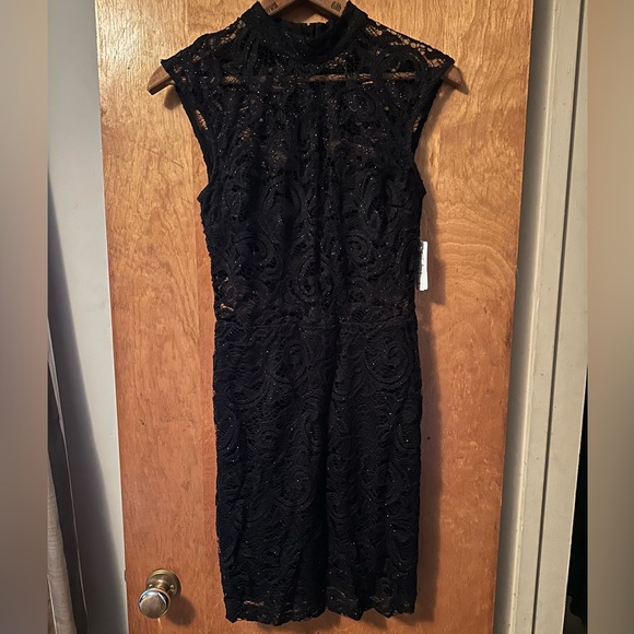NWT Windsor Black Sparkle Open Back Mini Dress S - Picture 4 of 10